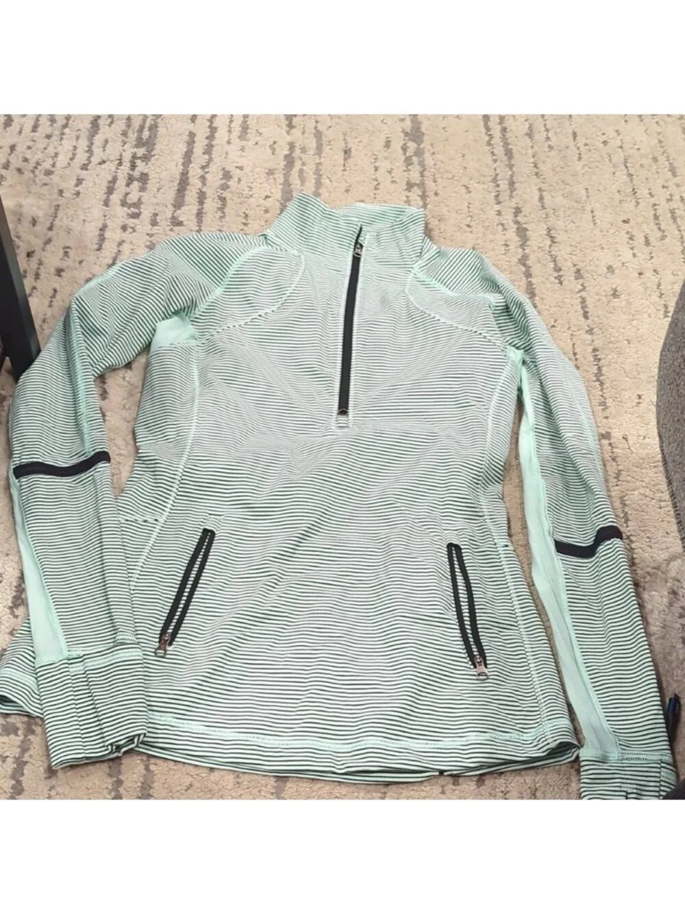 Lululemon Race With Grace 1/2 Zip Mini Hyper Stripe Fresh Teal / Fresh Teal